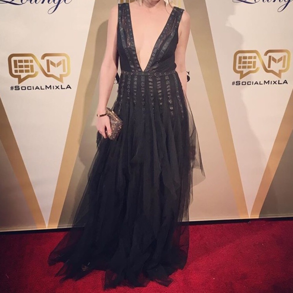 BCBG Maxazria Maxine Lace Grommet Gown